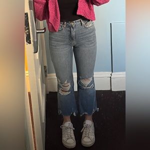 BDG Wilco High-Waisted Cropped Flare Jean - Mid Indigo